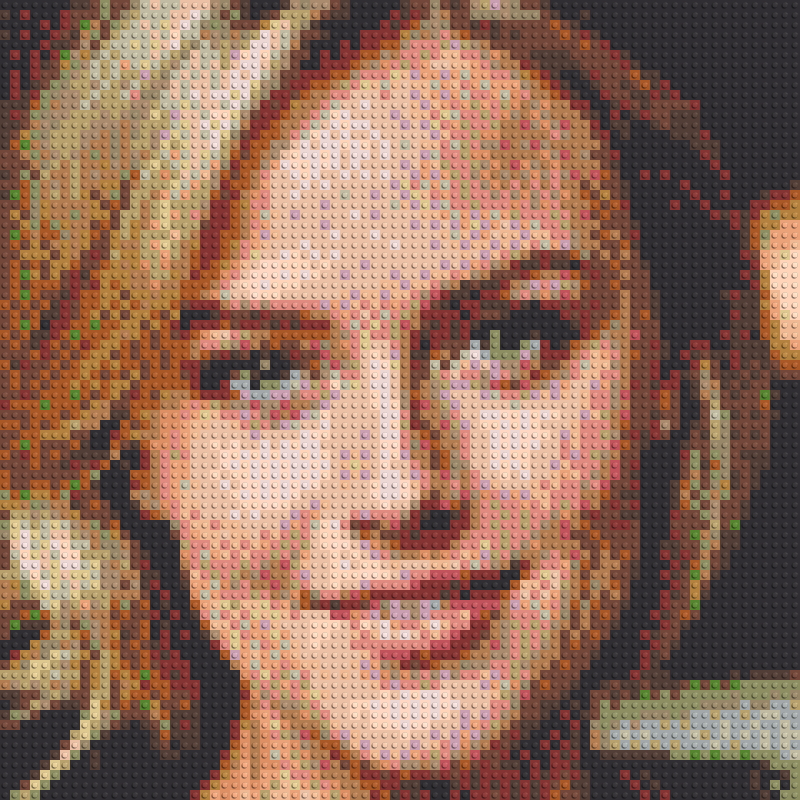 LEGO face portrait close-up revealing the intricate brick placement that captures personal expression