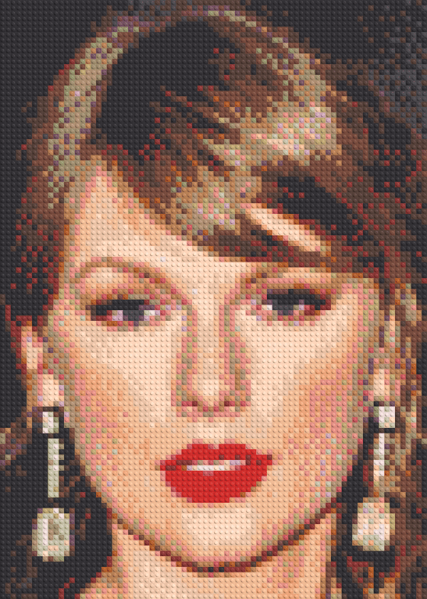 Professional LEGO headshot displayed in an office setting, created from our custom portrait kit